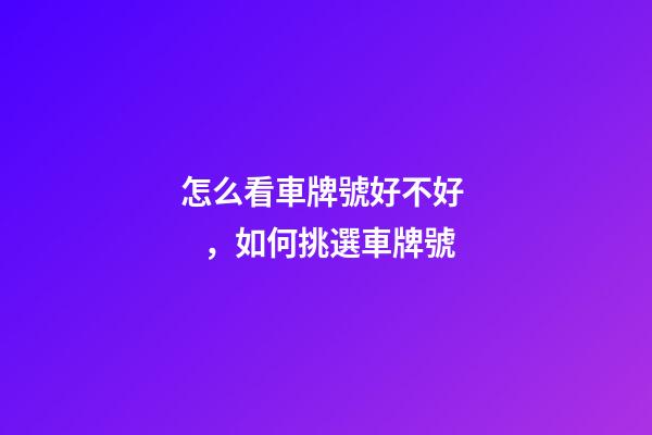 怎么看車牌號好不好，如何挑選車牌號
